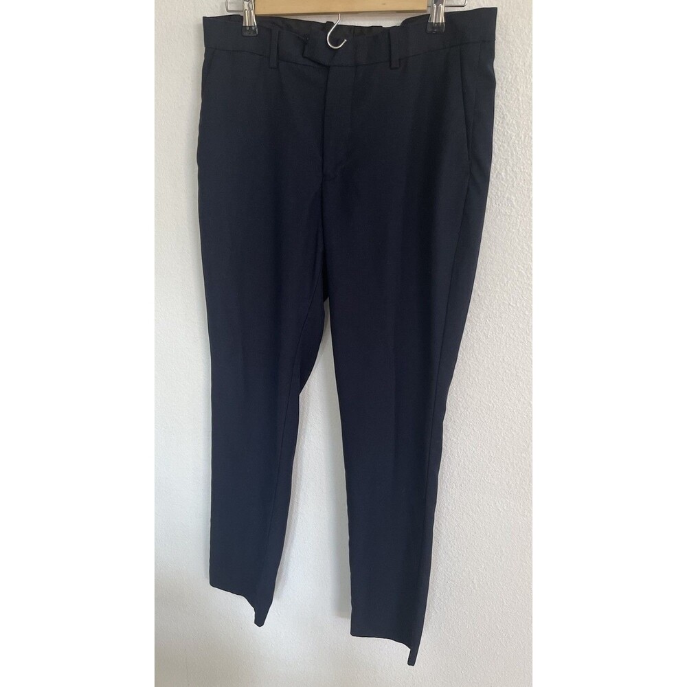 H & M Slim Fit Mens Dress Pants 33R Black Poly Blend Wool Corporate Minimalist
